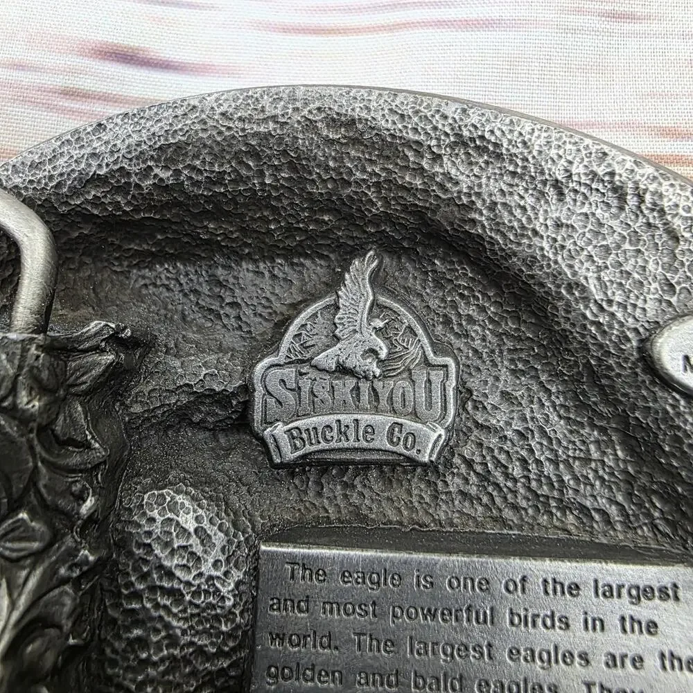 Vintage 1987 Siskiyou Buckle Co Bald Eagle Belt Buckle USA American Bird Steel
